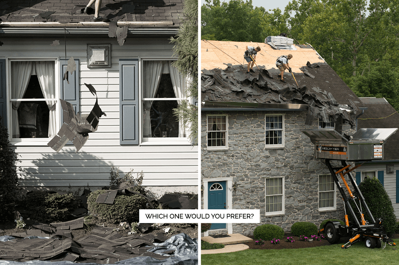 Old roof removal technique versus using the Roofer's Buggy